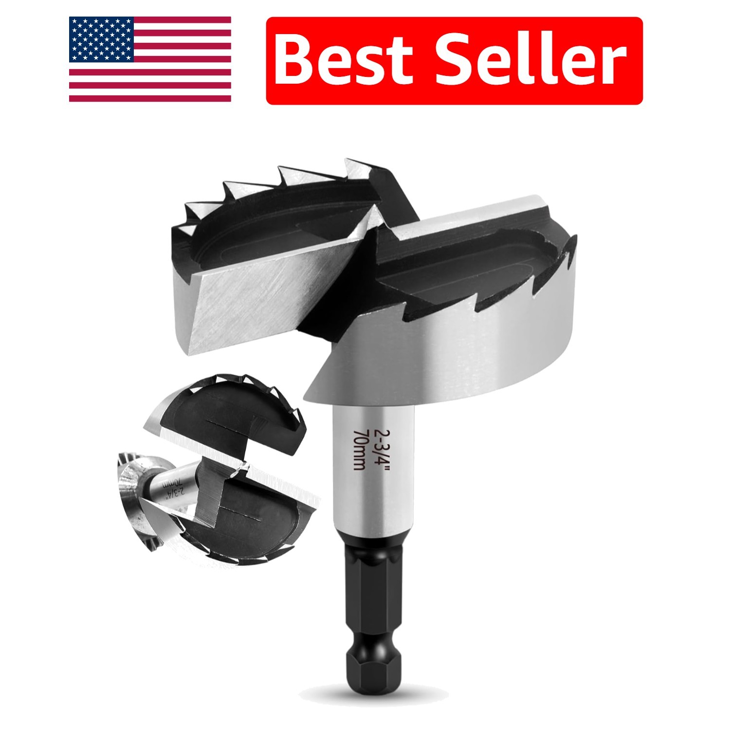 Versatile 2-3/4 Inch Forstner Bit - Ideal for Wood, Plywood & Furniture Projects