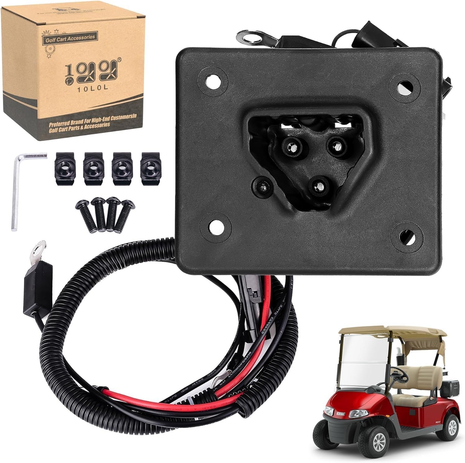 10L0L 48V Golf Cart Charger Receptacle for EZGO RXV TXT, Replaces 602529 613304