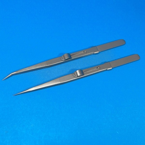 IckySticky Slide Lock Tweezers (2pcs: curved tip and straight tip)
