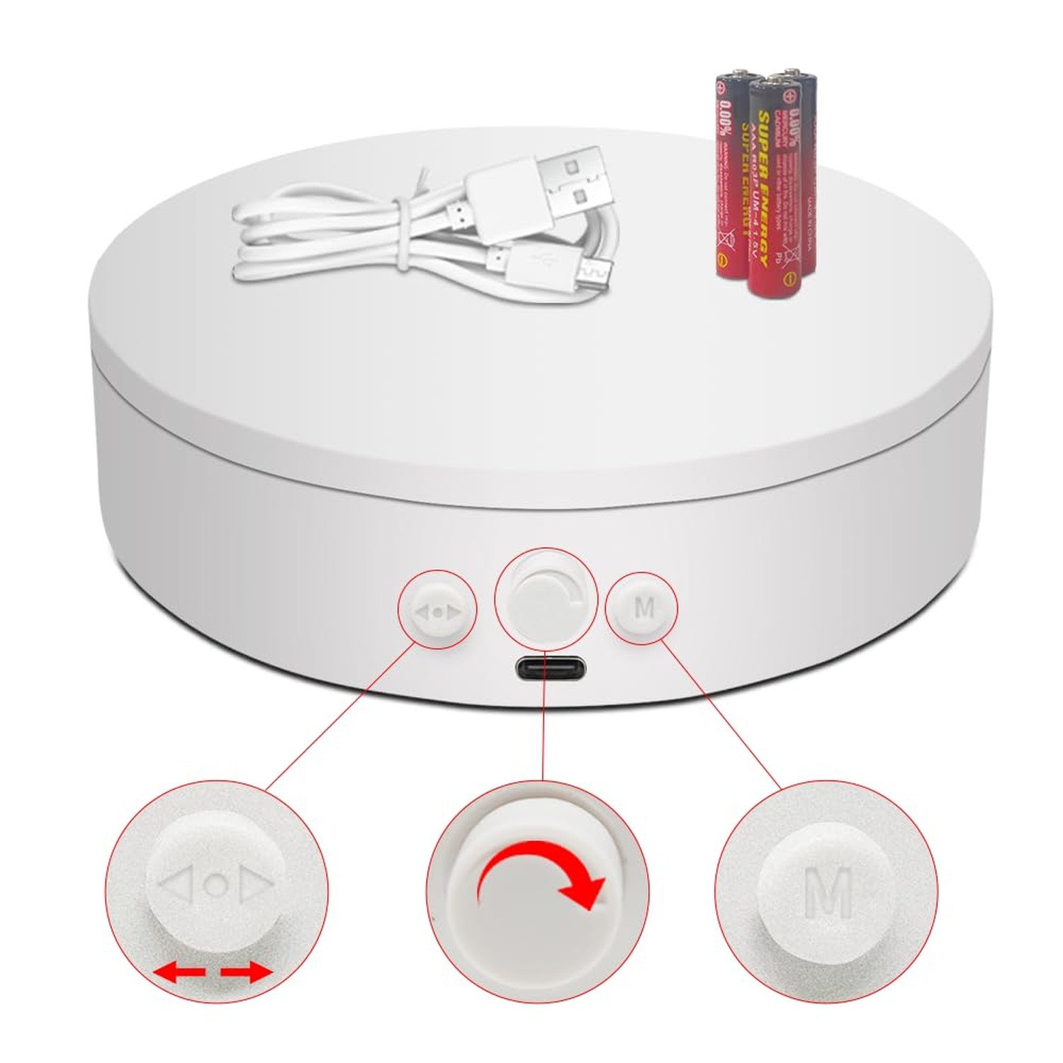 Rotating Display Stand with Type-C, 360 Motorized Spinning Display Turntable ...
