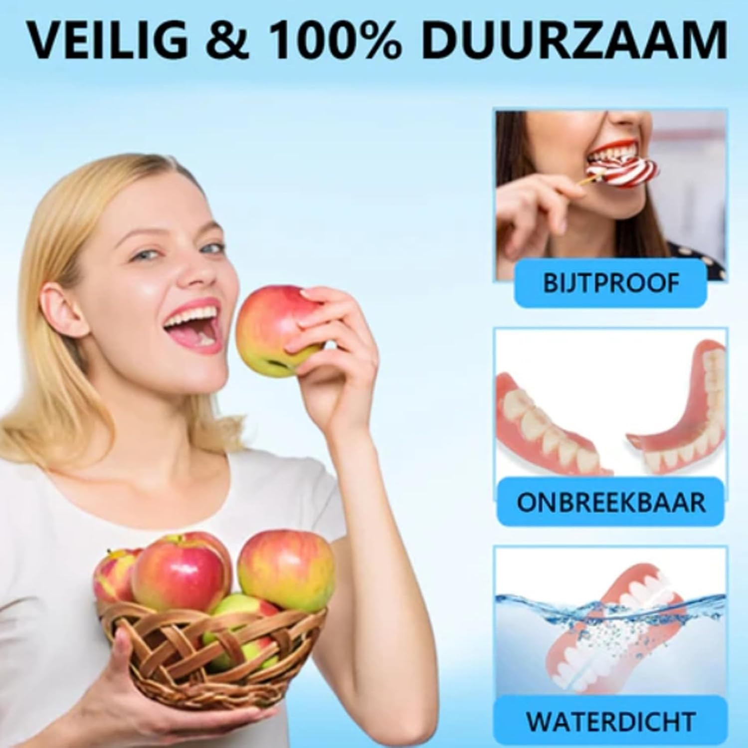 Soft Silicone Denture Liners – Comfortable Fit Denture Set with Upper & Lower Li