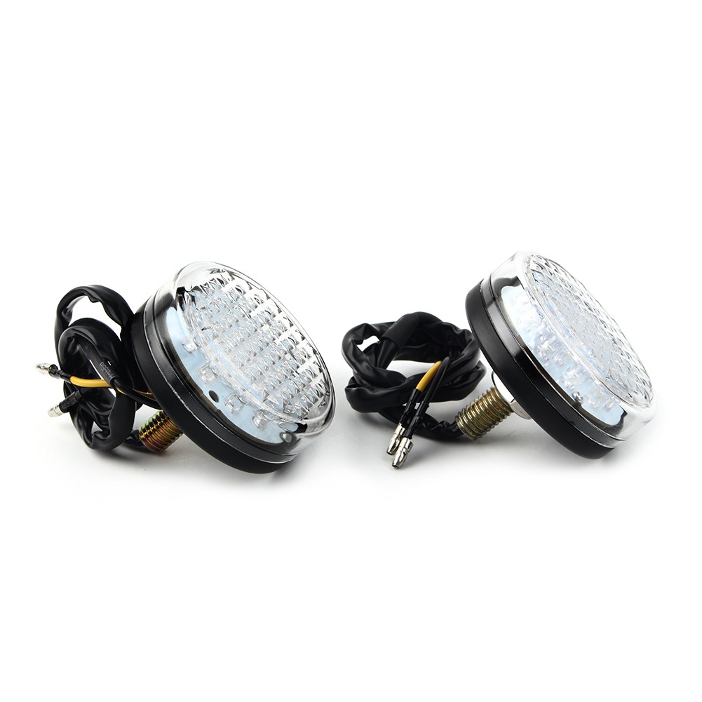 Clear LED Motor Round Smoke Turn Signal Indicator Blinker Light Lamp Amber 12V