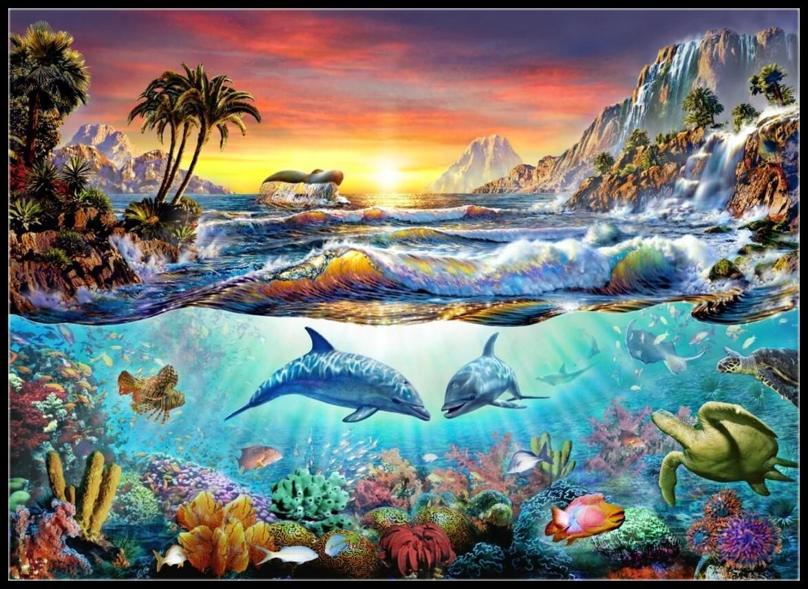 Paradise Bay - Chart Counted Cross Stitch Pattern Needlework DIY DMC Color