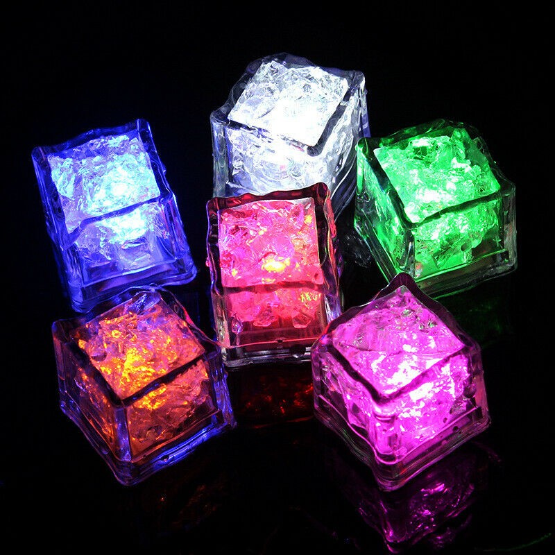 24Pcs LED Light Ice Cubes Liquid Sensor Luminous For Party Wedding Pond Bath