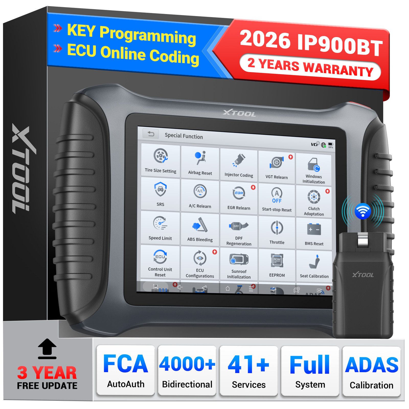 XTOOL IP900BT Wireless Car OBD2 Bidirectional Diagnostic Scanner  ECU Coding FCA