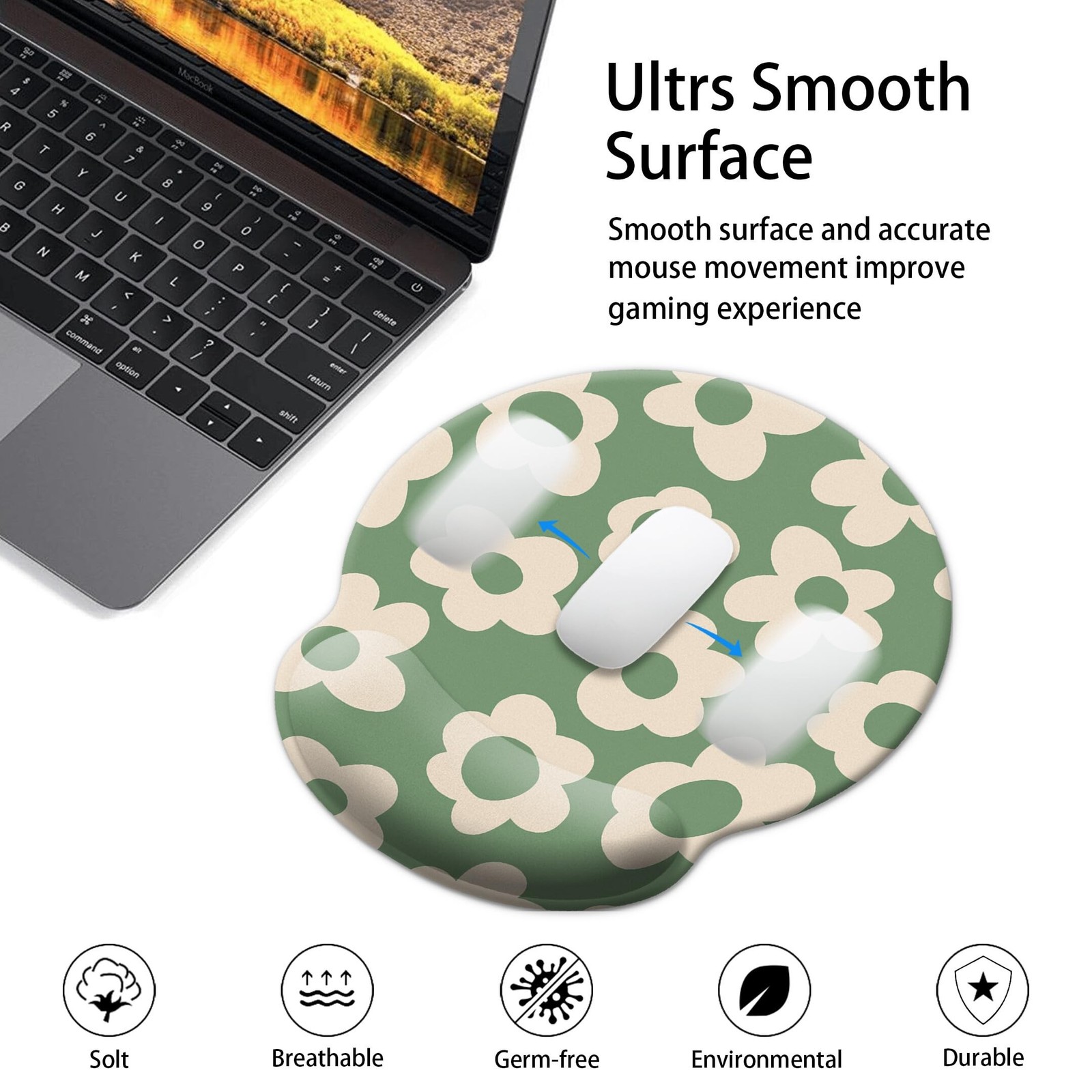 Green Mouse Pad Wrist Support,Ergonomic Mouse Pad with Wrist Rest,Comfortable...