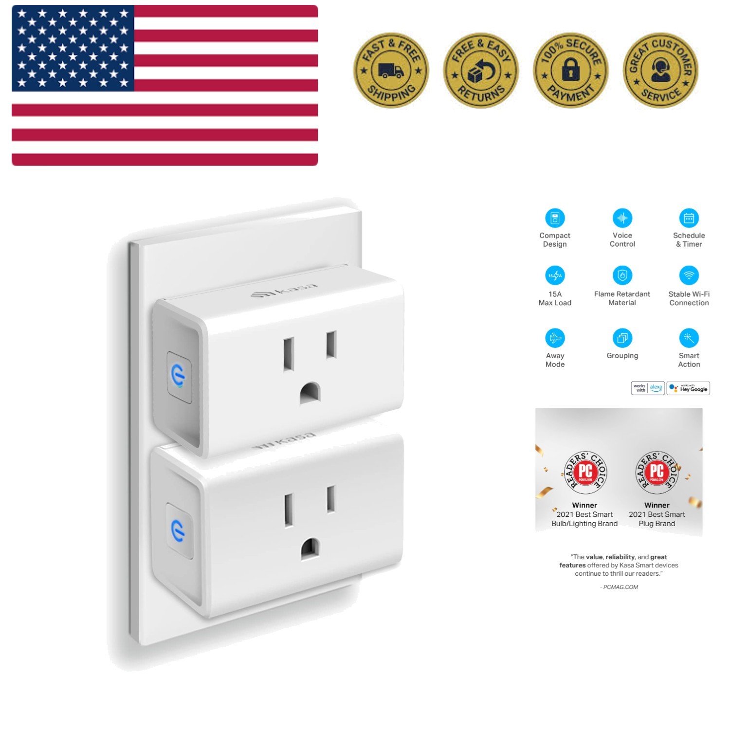 Plug Ultra Mini 15A, Smart Home Wi-Fi Outlet Works with Alexa, Google Home & ...