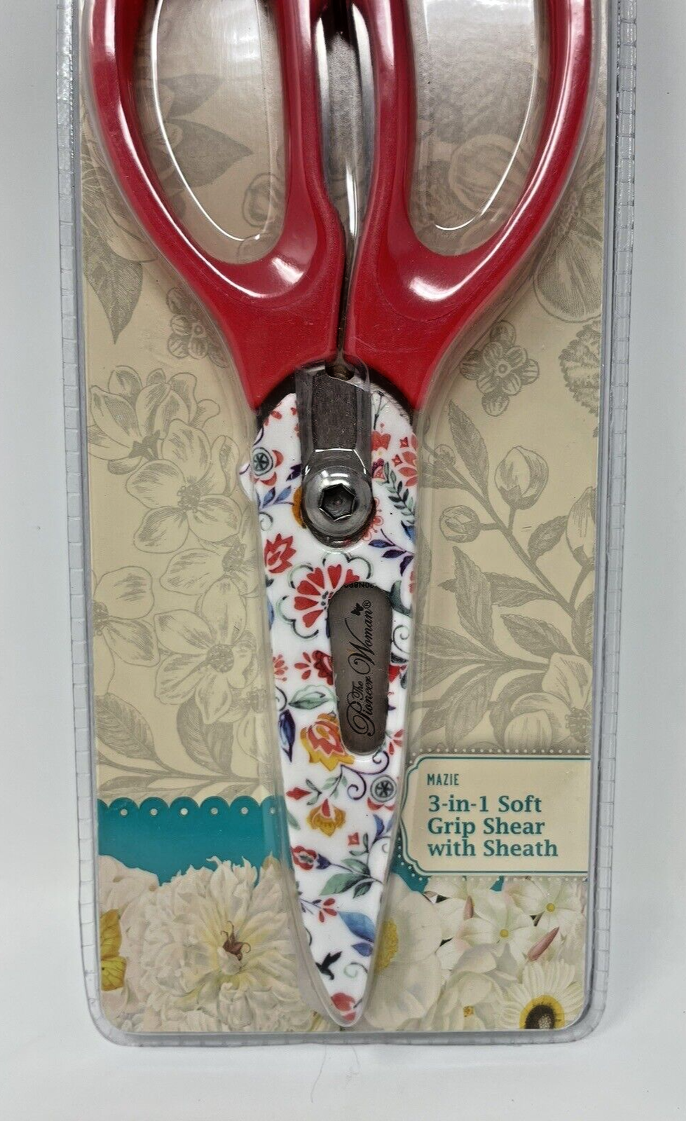 The Pioneer Woman 3-In-1 Soft Grip Shear with Sheath - MAZIE