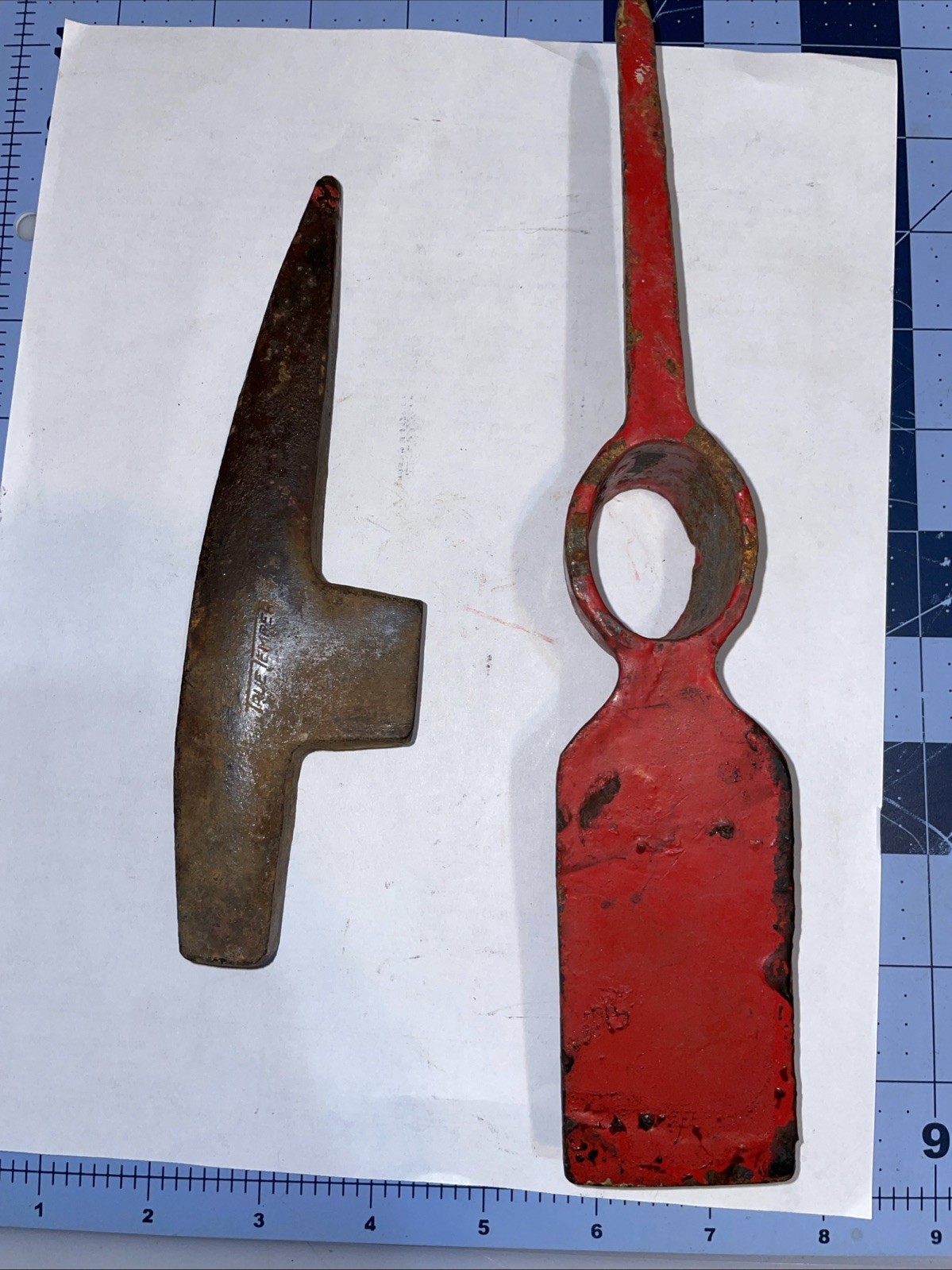 Vintage Tool Lot Of 2 Mining /Blacksmith Hammer Head Pick Tool And Pick Axe Read