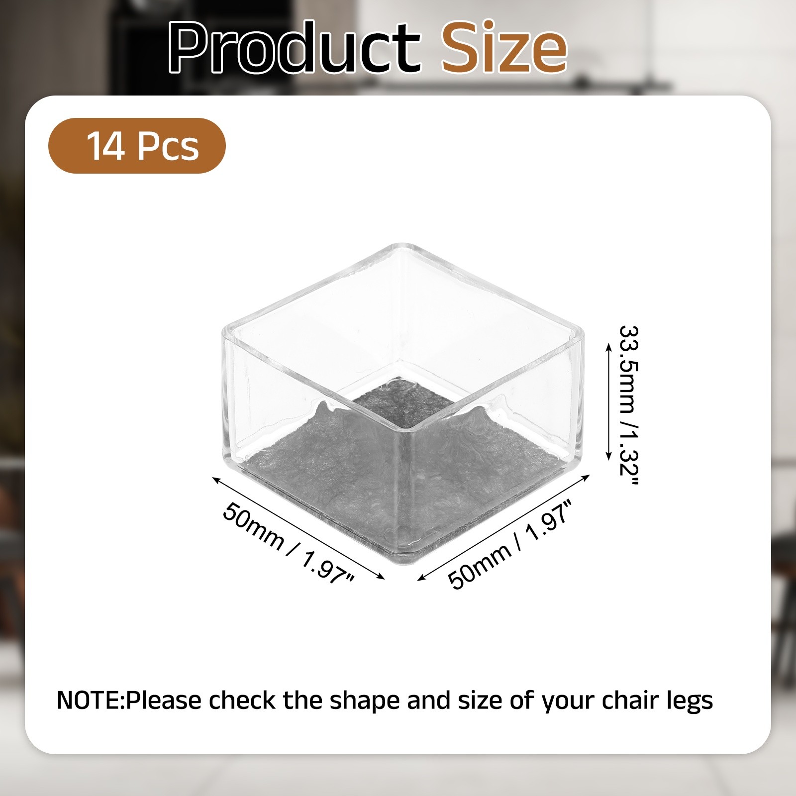 14Pcs Square Chair Leg Protectors, 1.97" Furniture Leg Pads