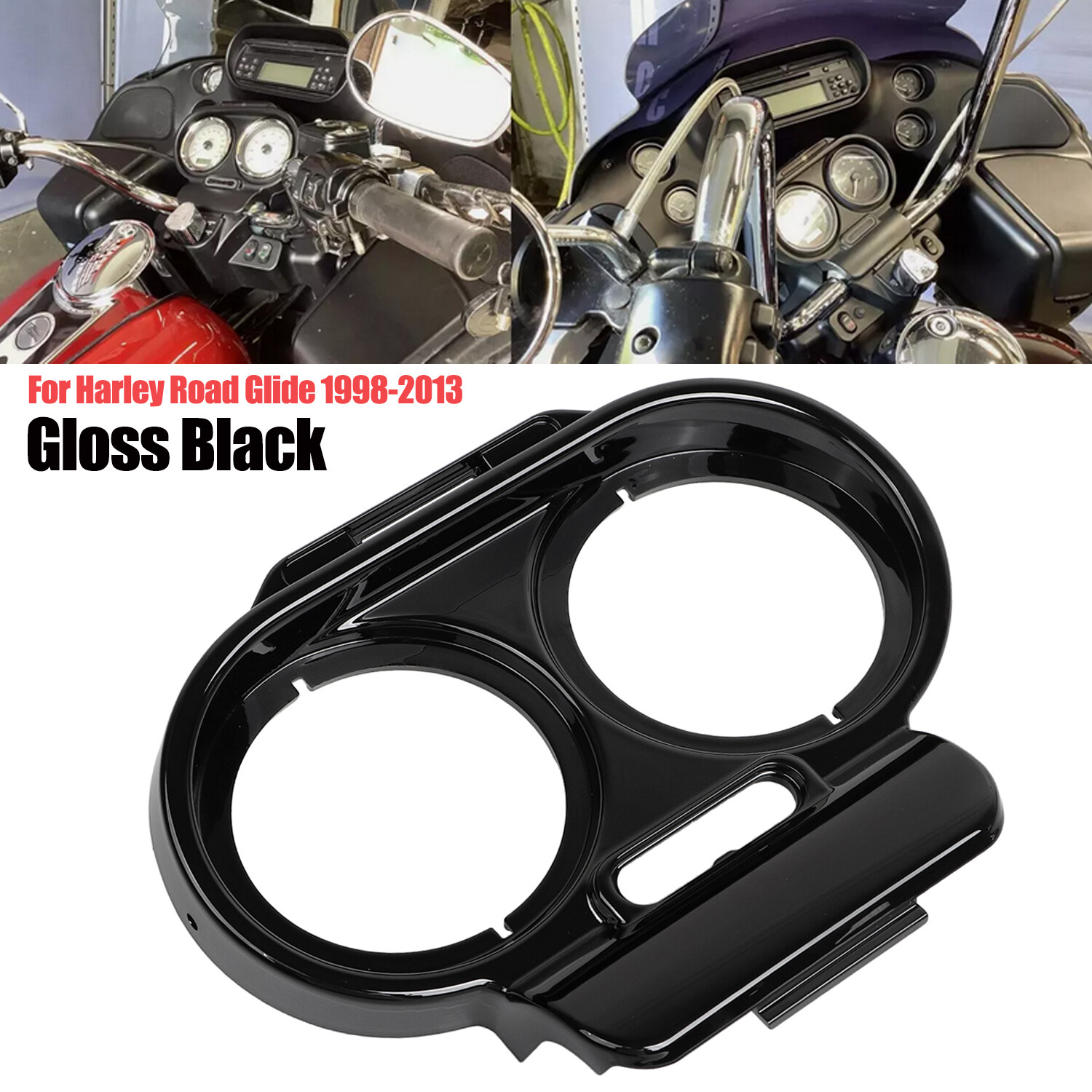 For Harley Road Glide 98-13 Vivid Black Gauge Cover Nacelle Fairing Speedometer