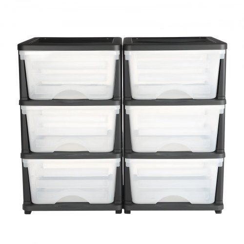 Plastic Storage Drawers, 2 Pack Storage Organizer Drawer, 6 Drawers Closet Organ