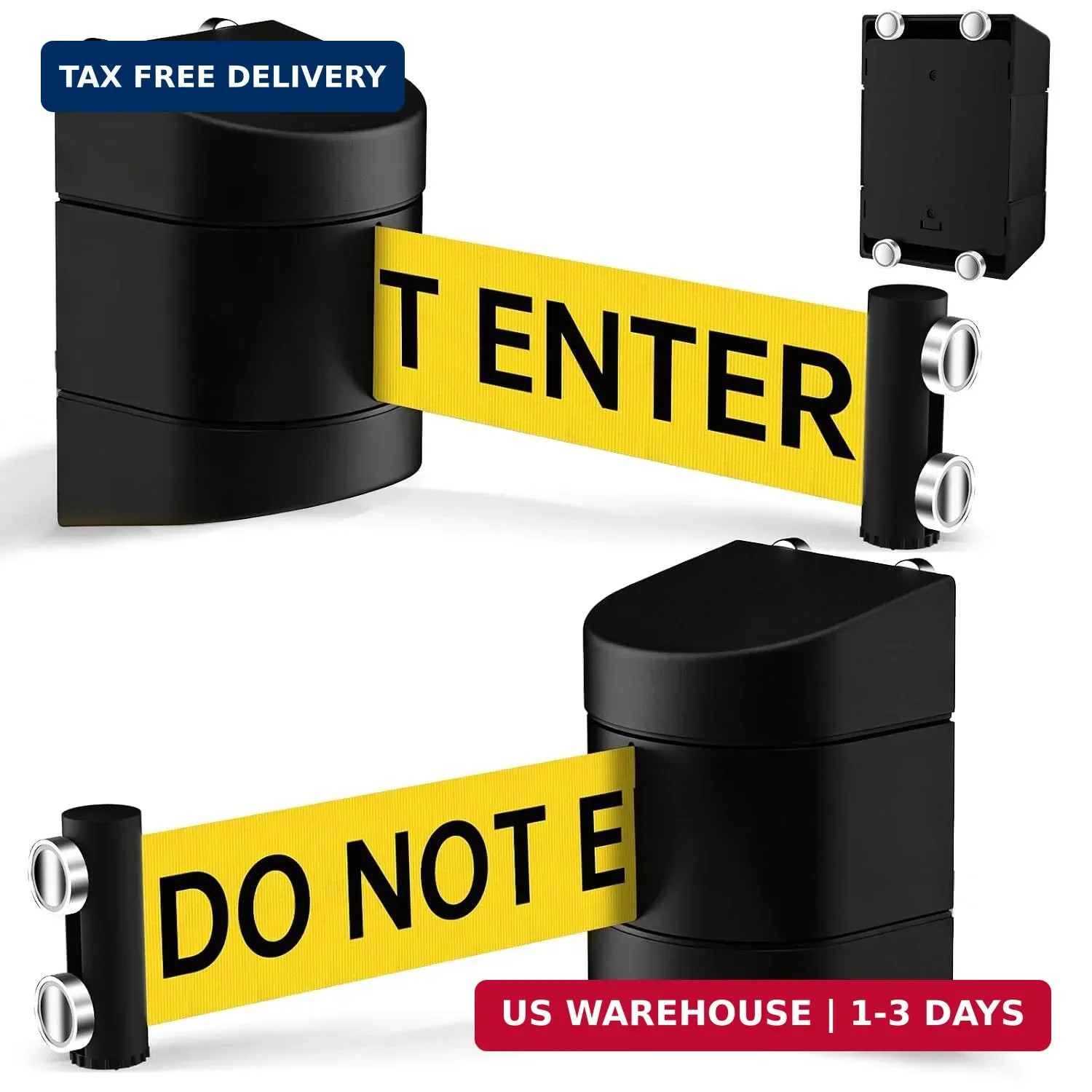 Magnetic Wall Mount Retractable Barrier 2 Pack, Fixed Crowd Control Barr