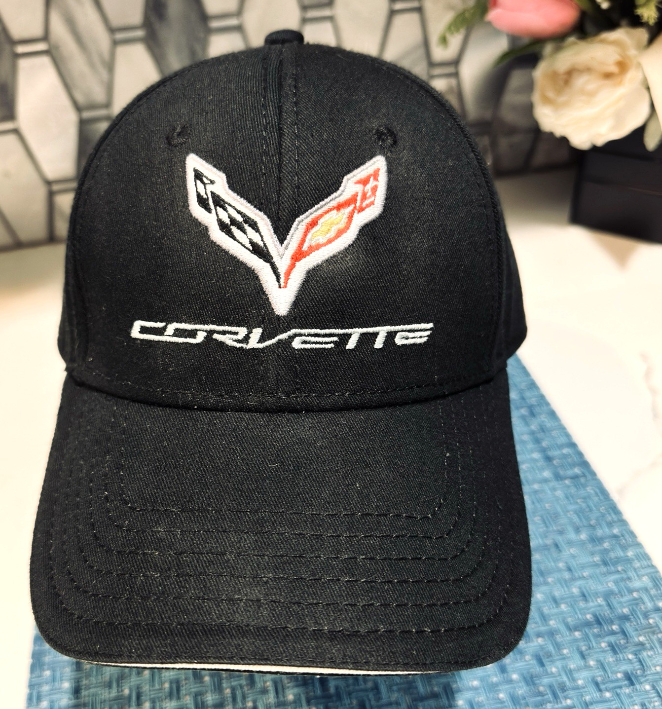 Chevrolet Corvette Black Hat Cap Adjustable Strapback OTTO Hot Rods Plus Dad