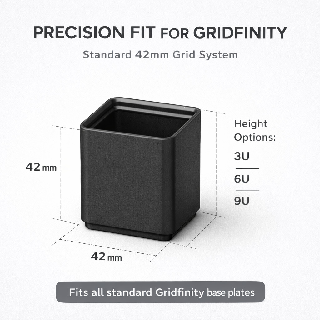 Gridfinity 1×1 Bin Modular Drawer Storage | 3U 6U 9U | Fits Standard Base Plates