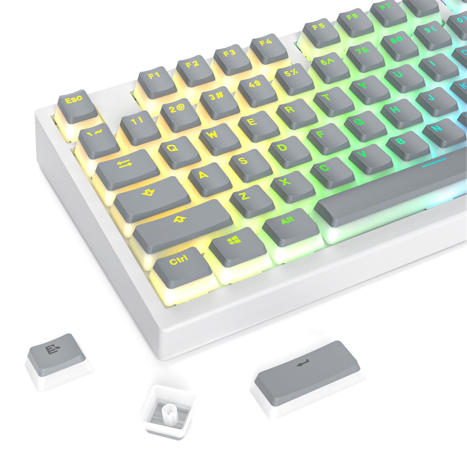 117Key Grey Pudding Keycaps OEM Profile PBT Translucent Backlight Gaming