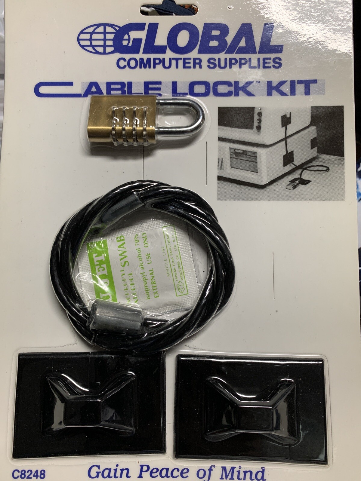Global Computer Supplies CABLE LOCK KIT Model C8248  NIP  NOS