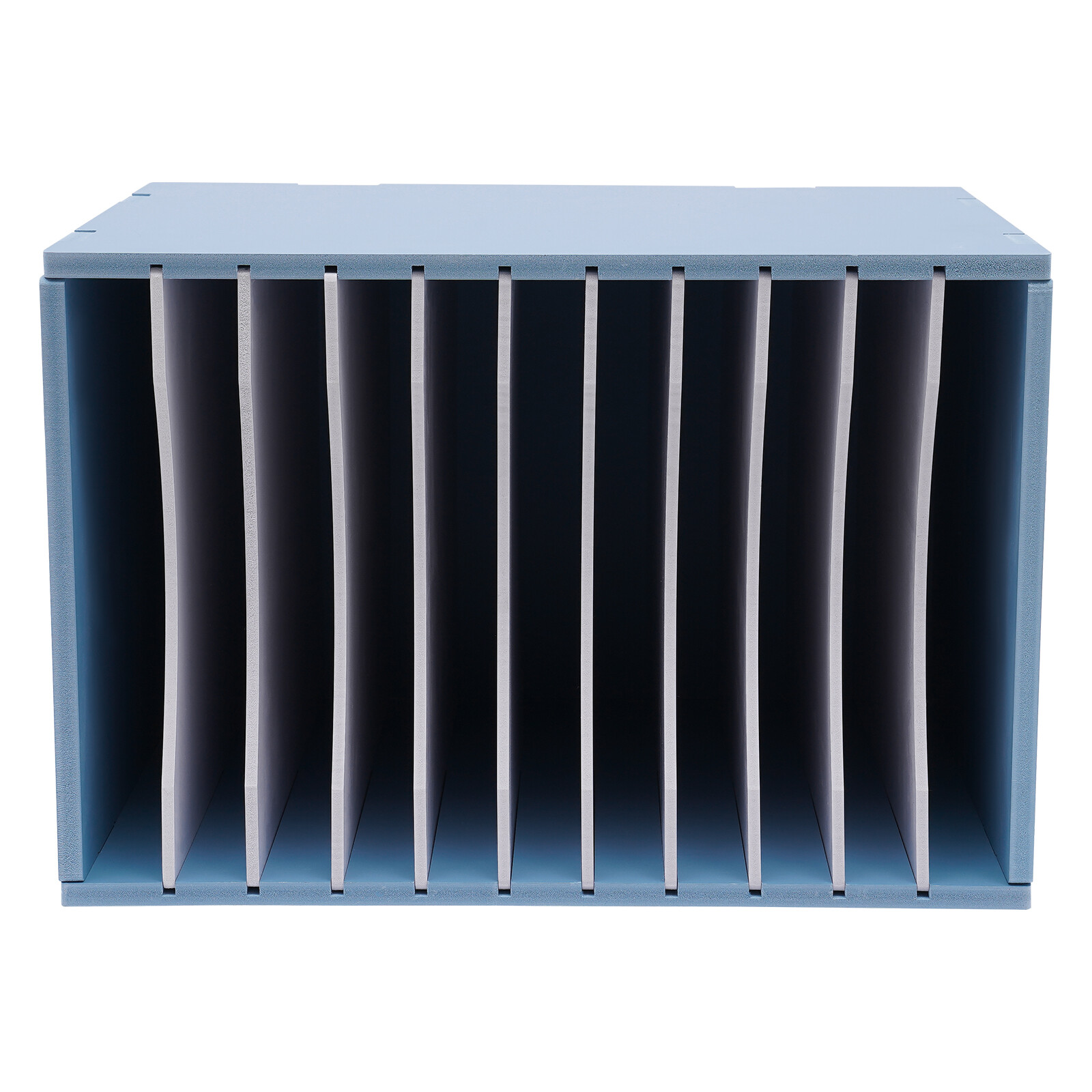 11-Compartment Vertical Desktop Sorter in Blue – Durable File Organizer