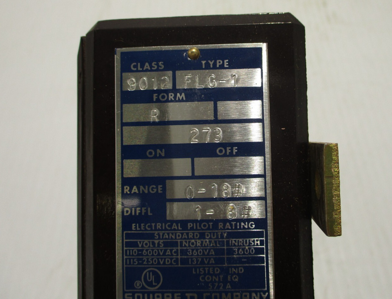 NEW SQUARE D 9012-FLG1 PRESSURE SWITCH