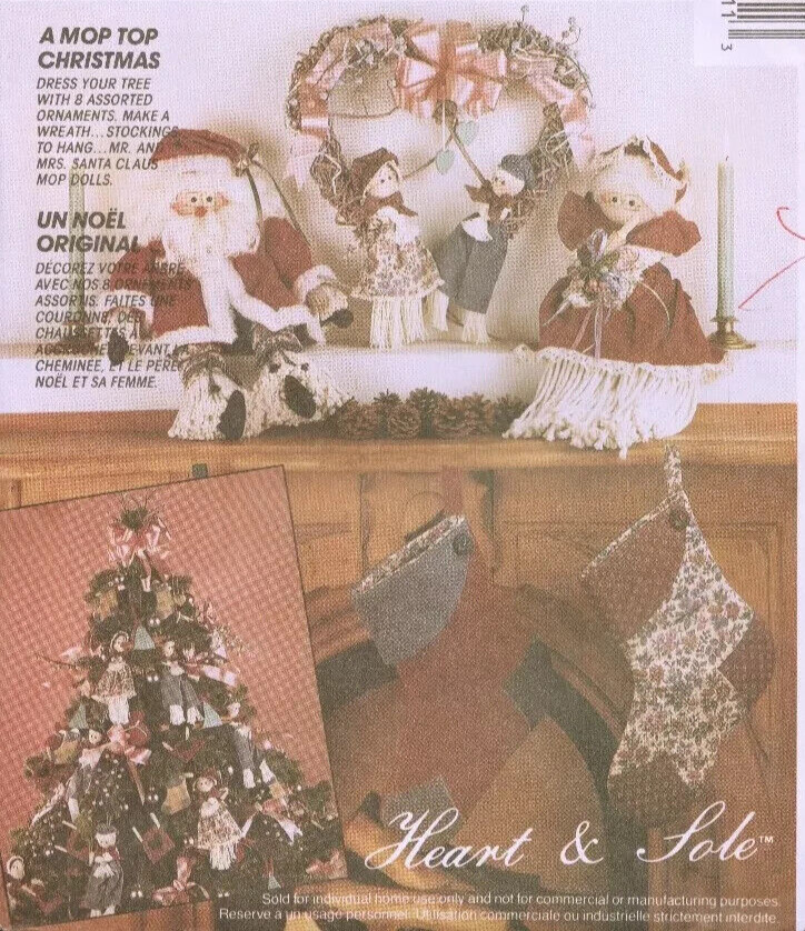 5511 McCall's Crafts MOP TOP CHRISTMAS Stockings Dolls Heart & Sole UC