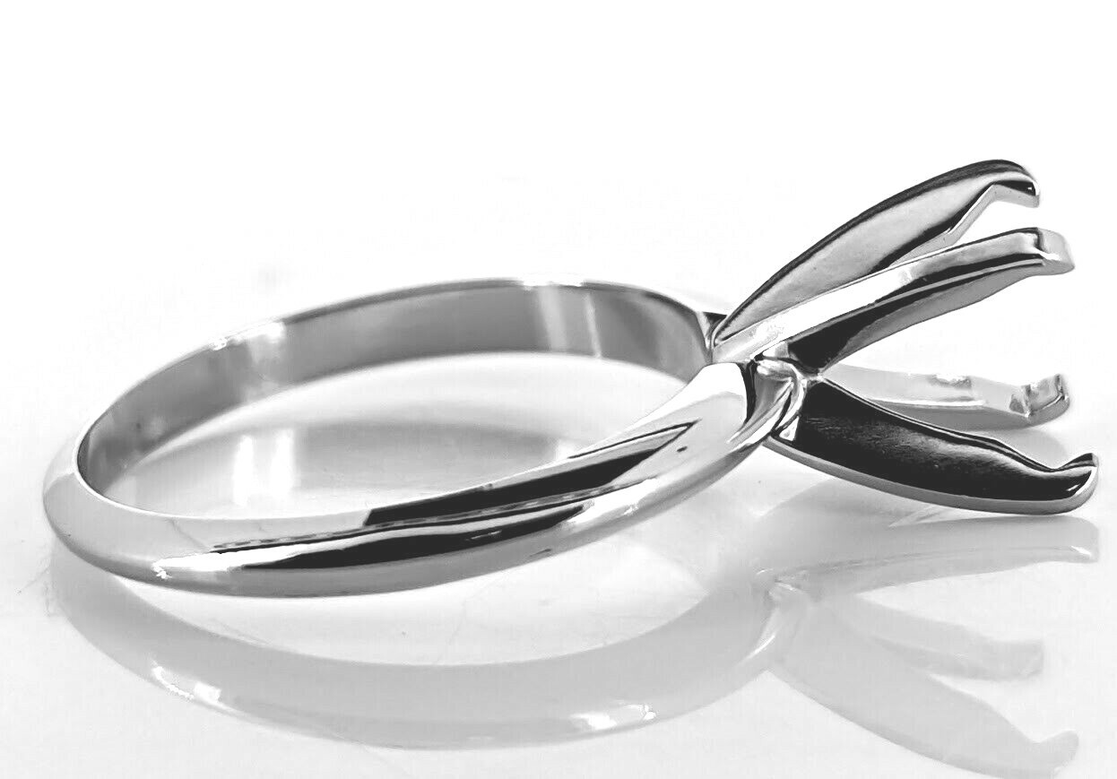 Platinum Round 4 Prong Ring Head Setting Pre-Notched Solitaire Mount USA