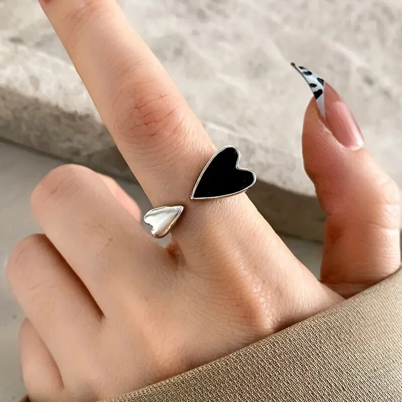 Kpop Style Cuff Ring Trendy Heart Design