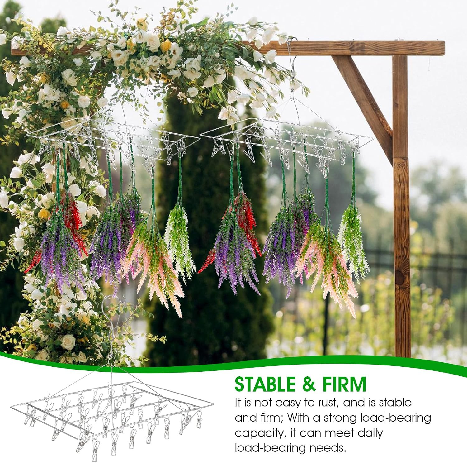 4 Pcs Hanging Drying Rack for Herb Macrame Flower Drying Rack with 30 Stainless