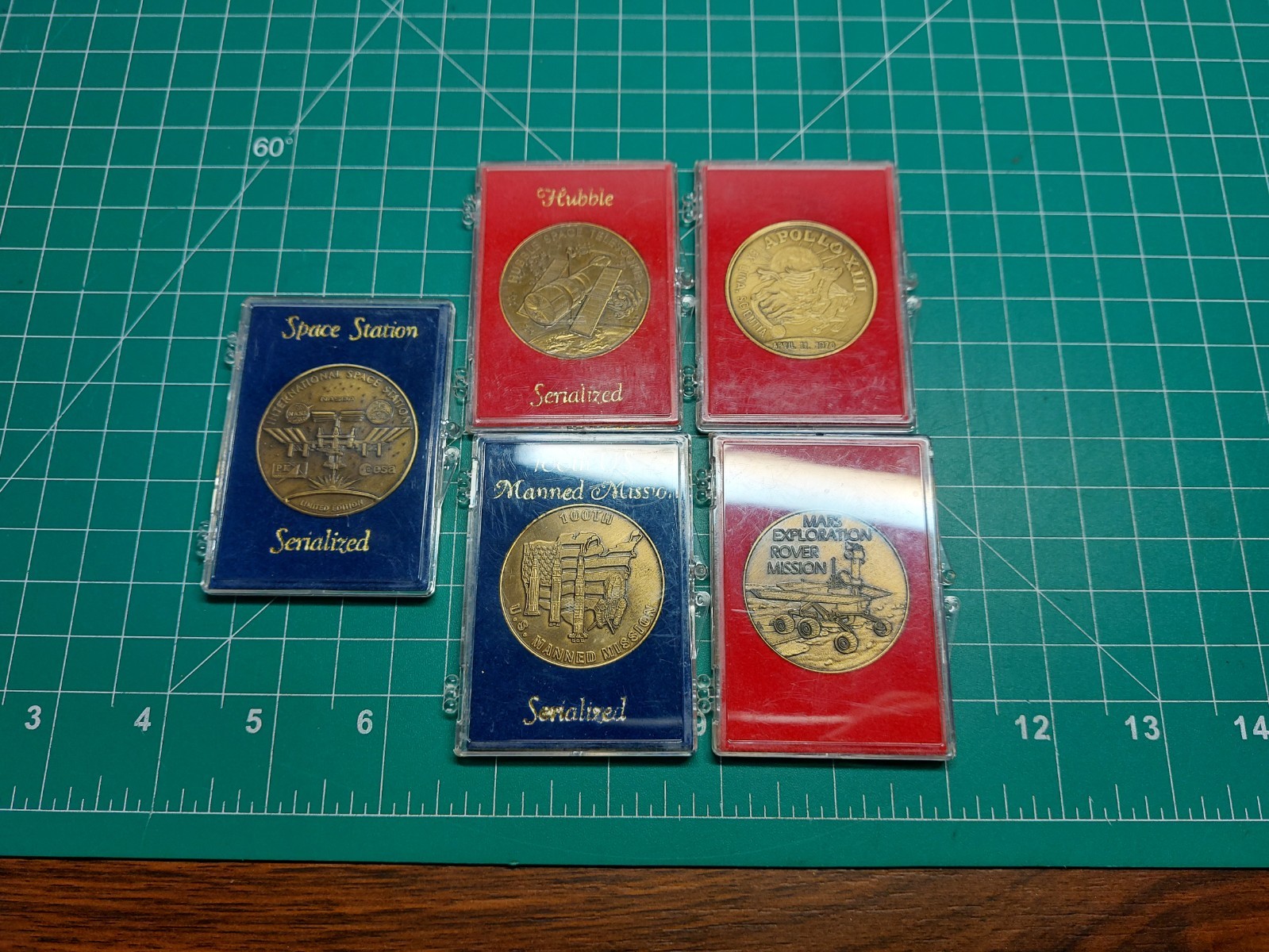 Vtg NASA Coin Lot of 5 Mars Rover Mission Apollo XIII 100th Manned Hubble ISS