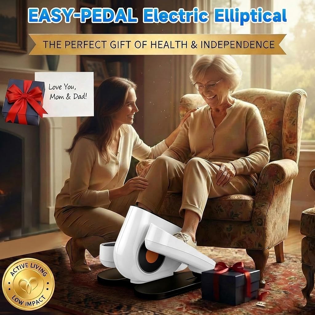 Under Desk Elliptical Machine White 10 Speeds Remote Control Auto & Manual Mode
