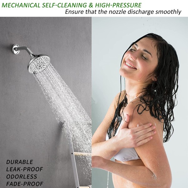 High Pressure Rain Shower Head Adjustable Fixed 5”6 Spray Settings For Bathroom