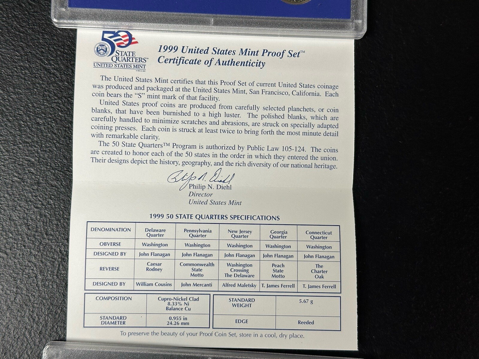 1999 United States Mint 9-piece Proof Set W/CoA