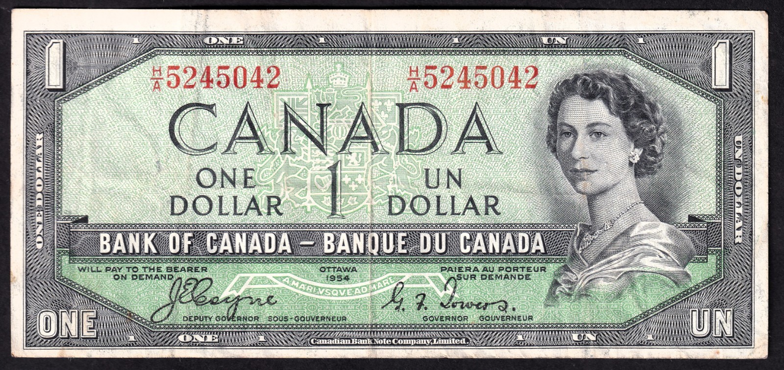 Canada 1954 $1 One Dollar Devils Face Banknote Coyne - Towers H/A 5245042