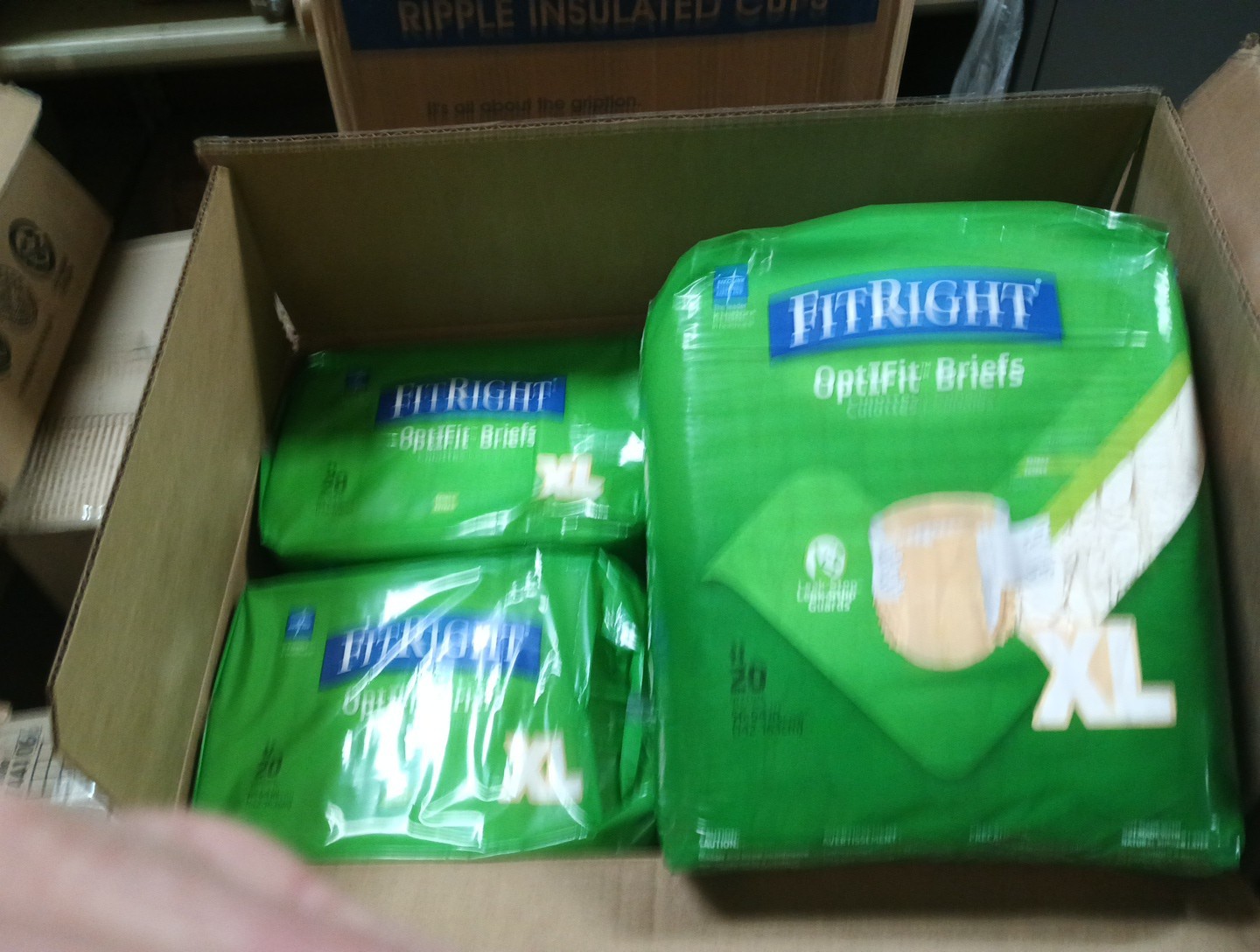 Lot of 3 - 20 pks FitRight Adult OptiFit Ultra Disposable Brief XL 60 Total 186