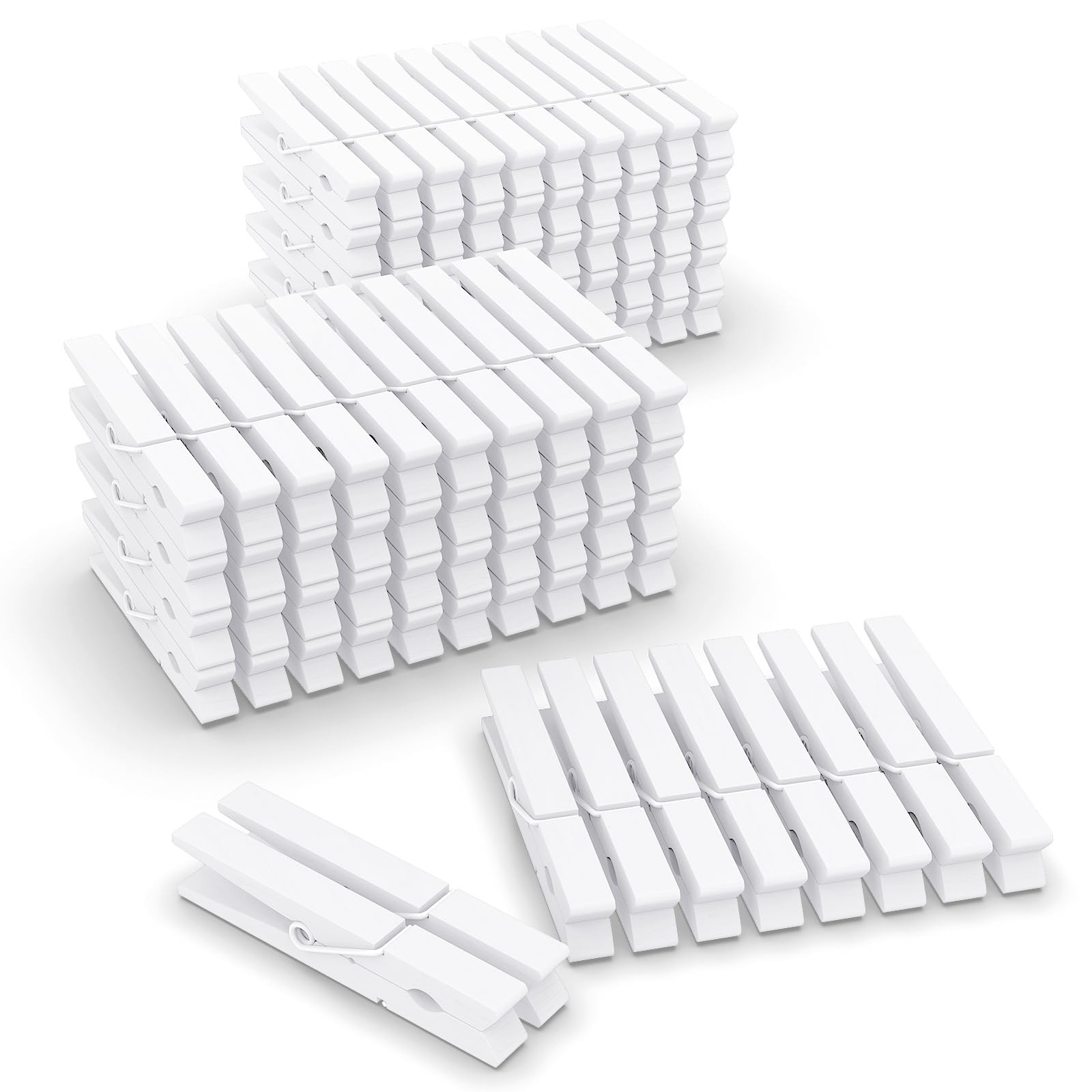100 PCS Clothes Pins Wooden White Clothespins 2.9 Inch Clothing Clips Art DIY