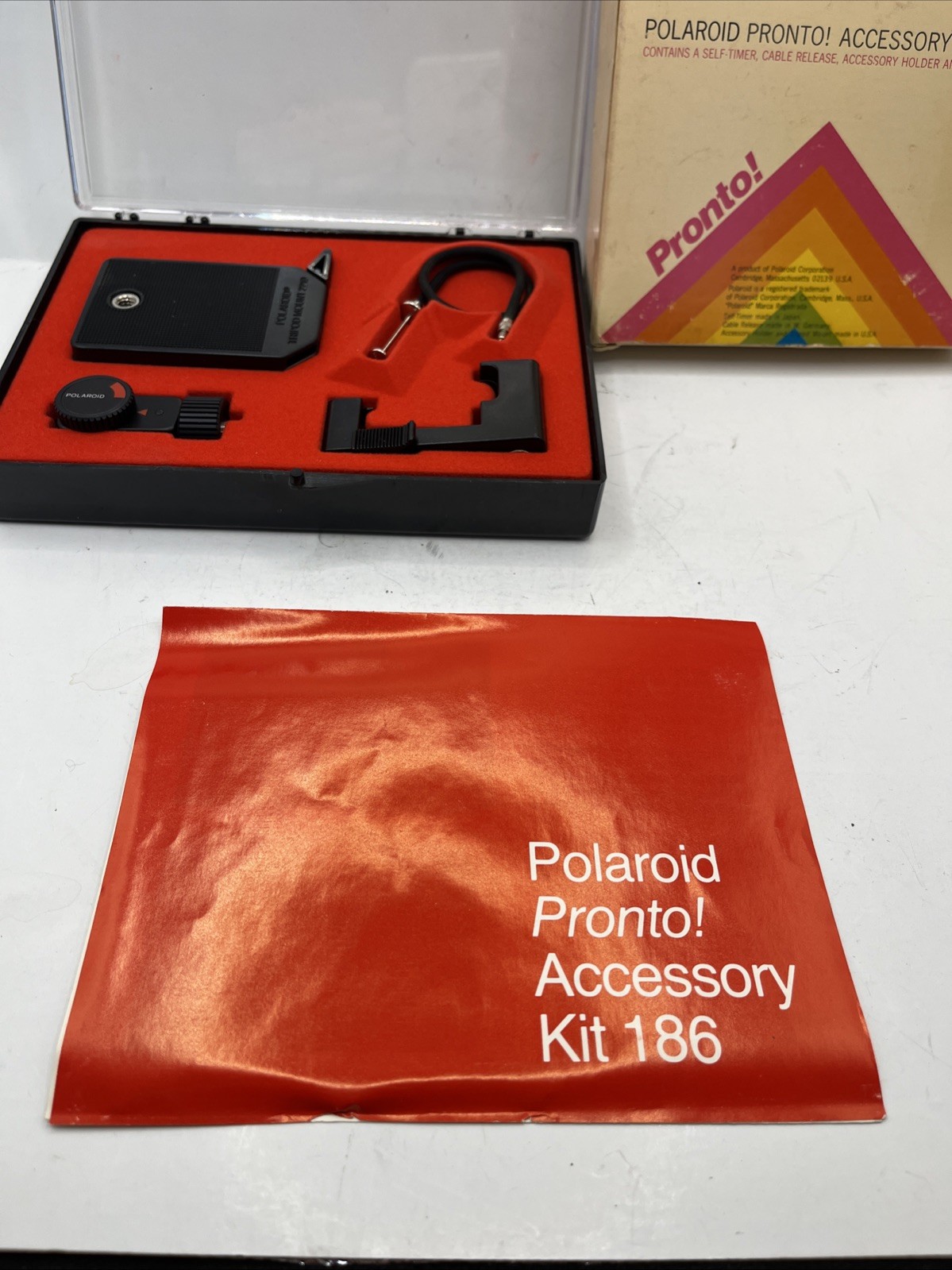 Polaroid Pronto! Accessory Kit #186 new in box self timer, cable release, holder