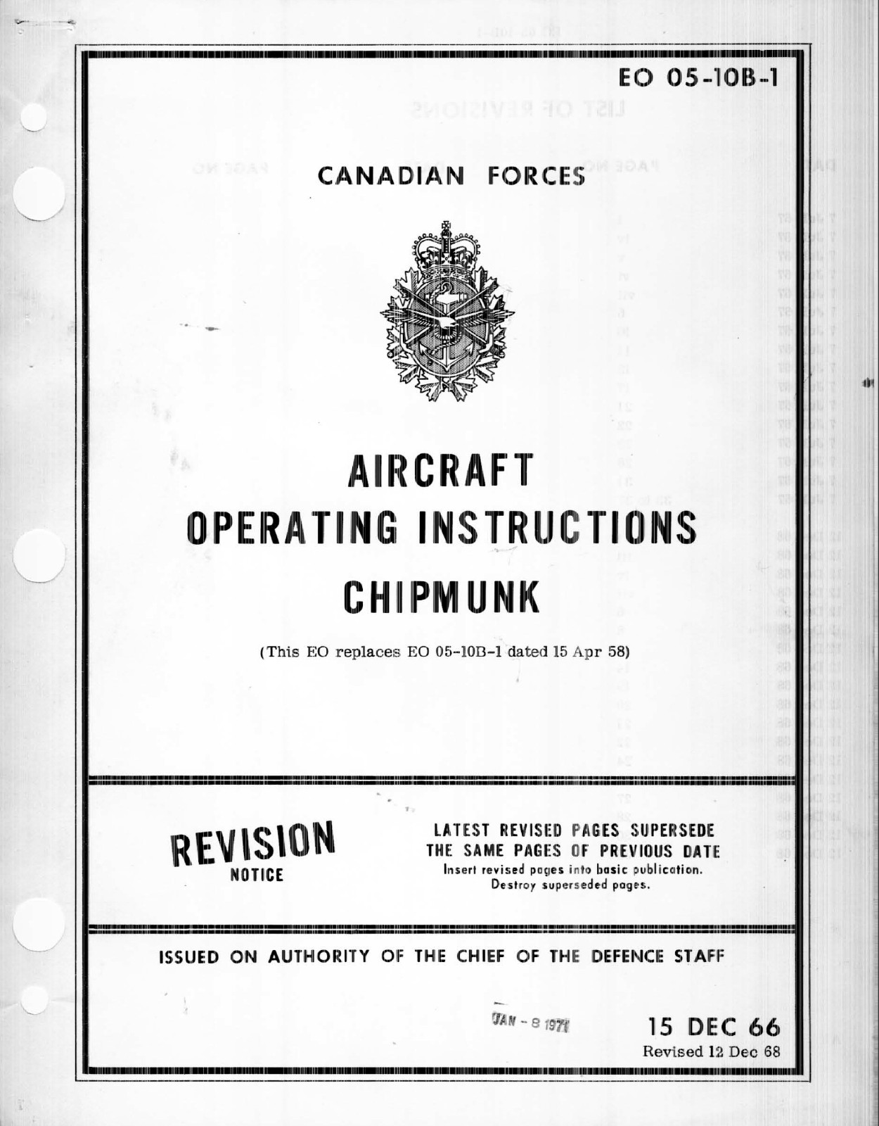 52 page 1968 EO -5-10B-1 Aircraft Operating Instructions Chipmunk Manual on CD