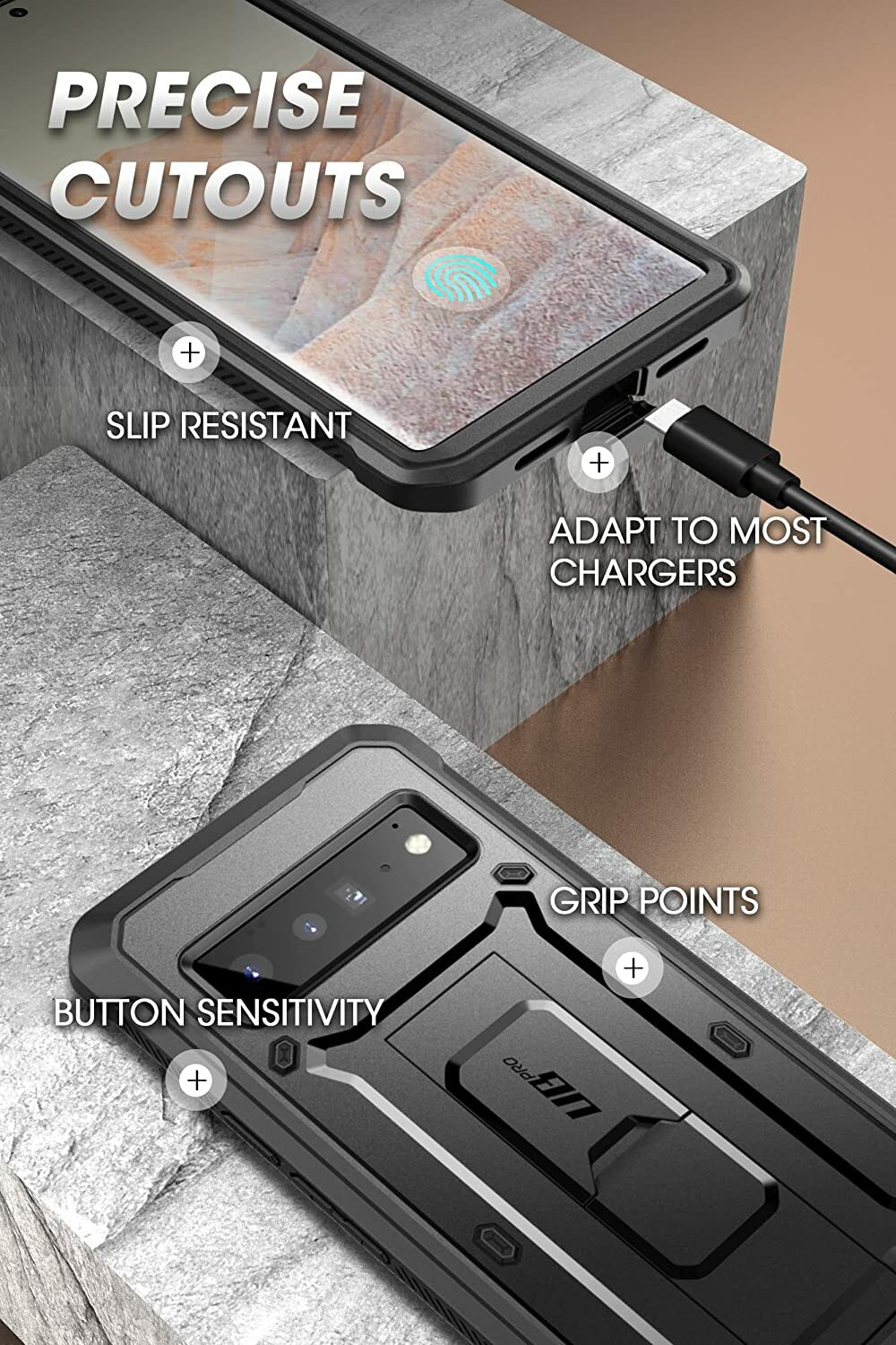 For Google Pixel 6 Pro, SUPCASE Rugged Shell 360 Case w/ Screen Protector Cover