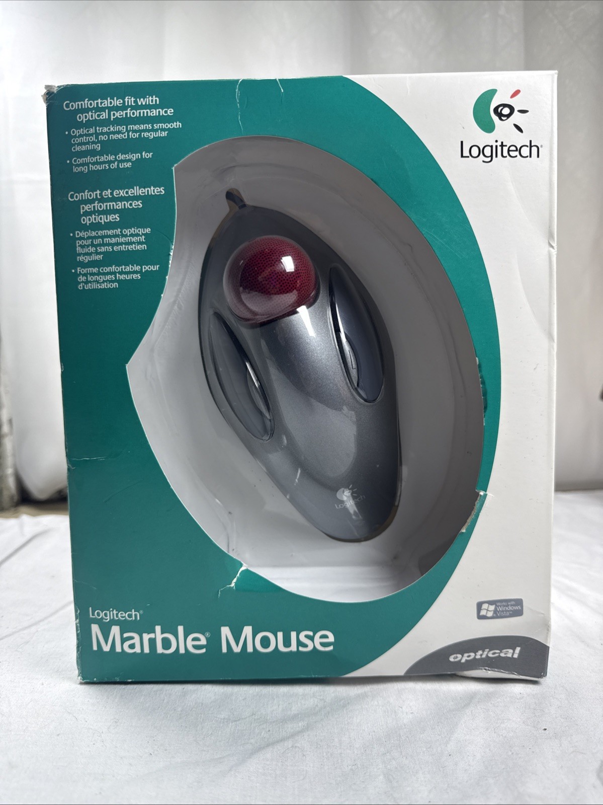Logitech Marble Mouse Trackball Optical USB/PS/2 Wired Gray/Red