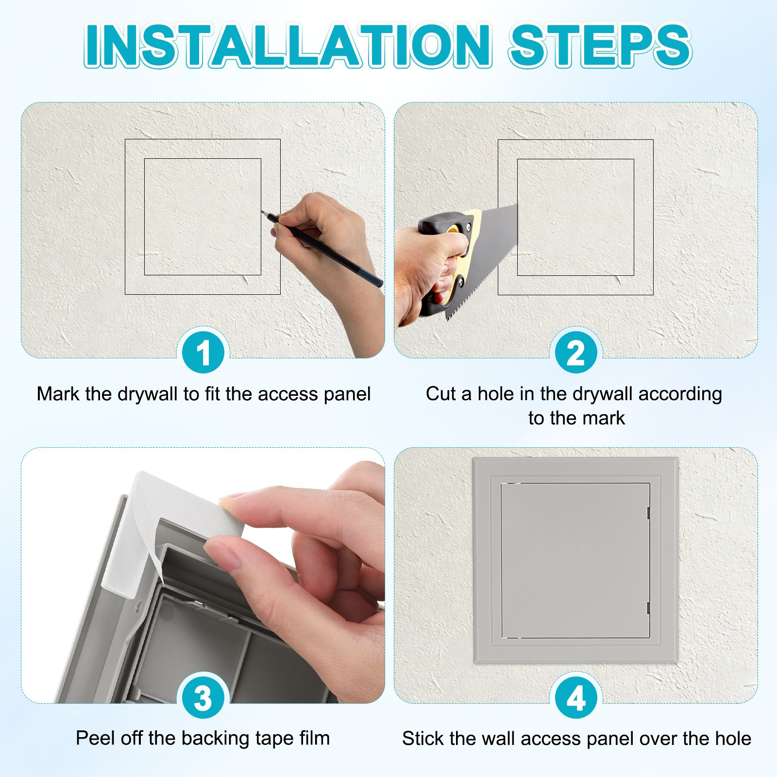 1-Pack Access Panel for Drywall, 5.7x6" Plastic Self Adhesive Cover [Gray]