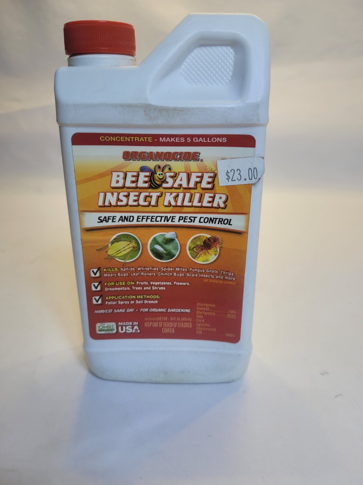 Organocide Bee Safe Insect Killer 16OZ Pint Concentrate makes 5 Gallons