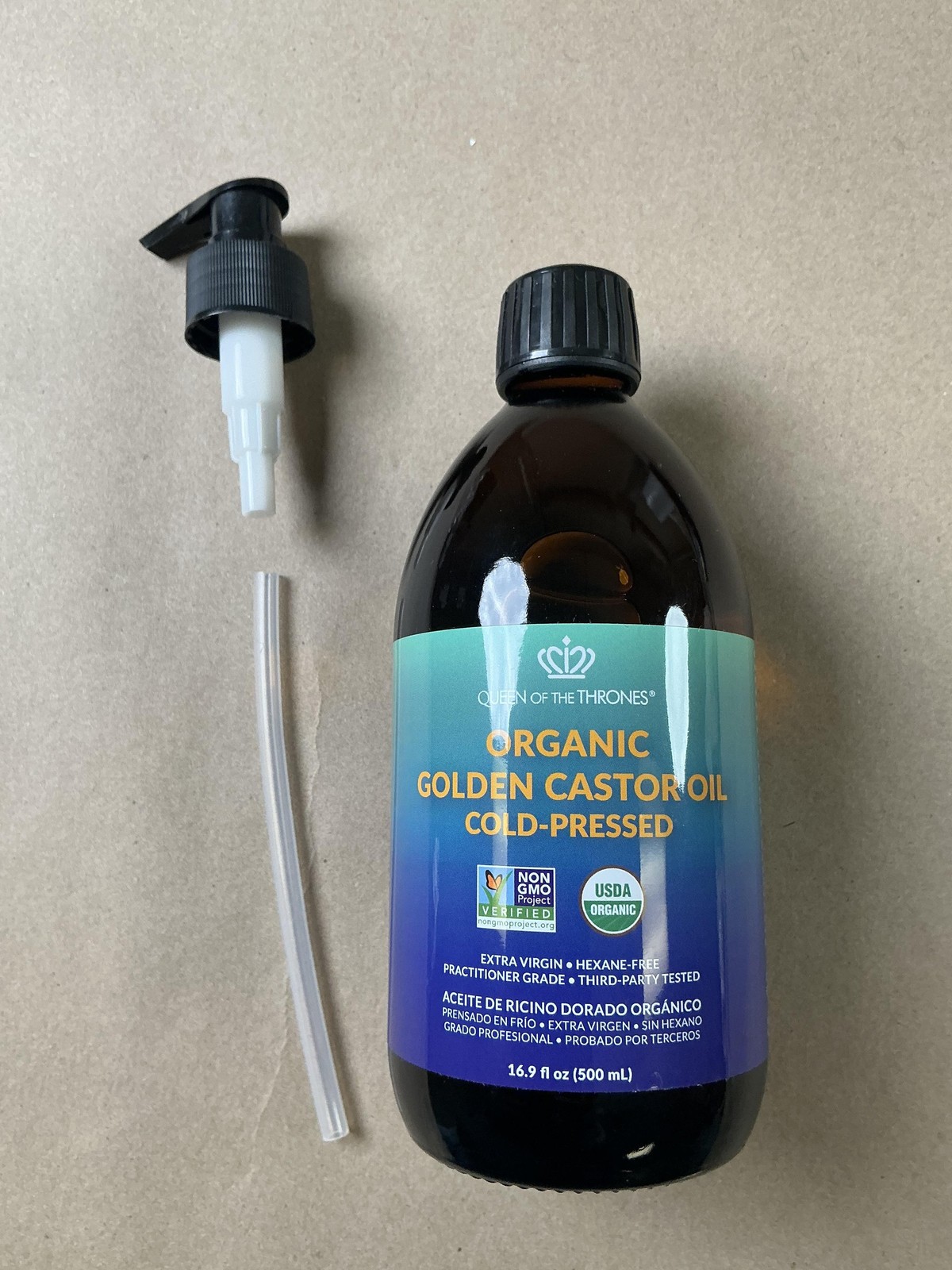 Queen Of The Thrones Golden Castor Oil 16.9 Oz Cold Pressed Organic Multicolor
