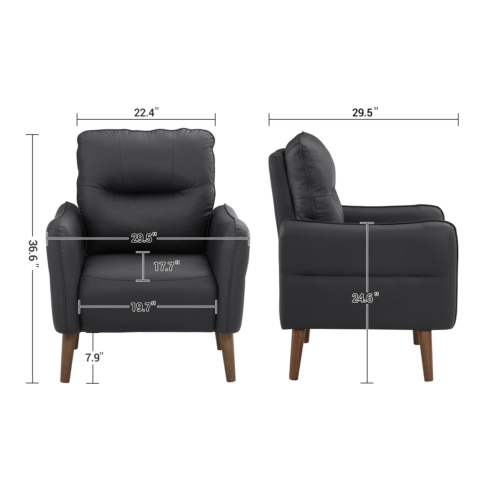 Faux Leather Accent Chair Overstuffed Living Room Chair Upholstered Comfortable
