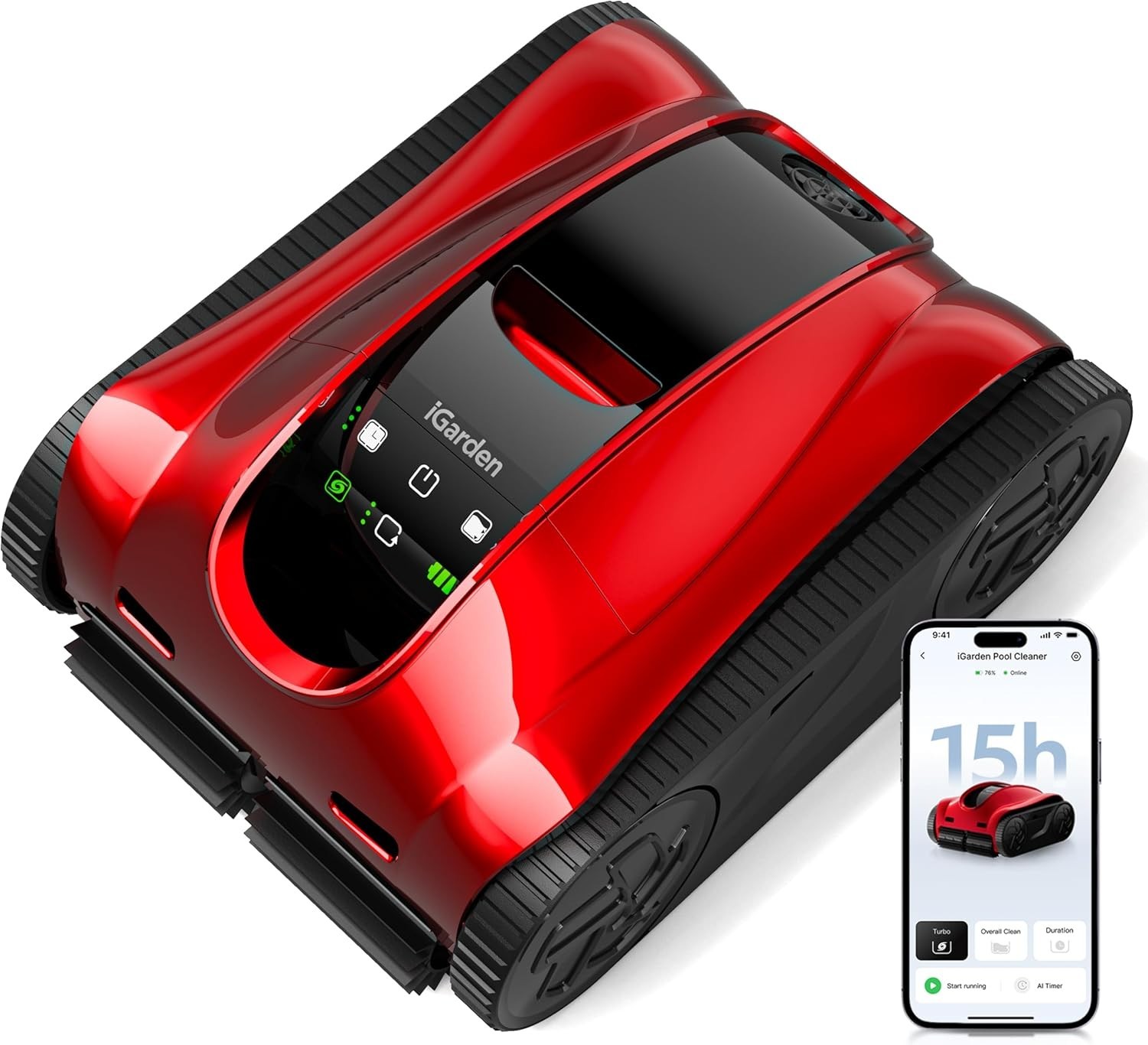 iGarden Pool Cleaner K Pro 15H Runtime Cordless Robotic Pool Vacuum for Ingroud