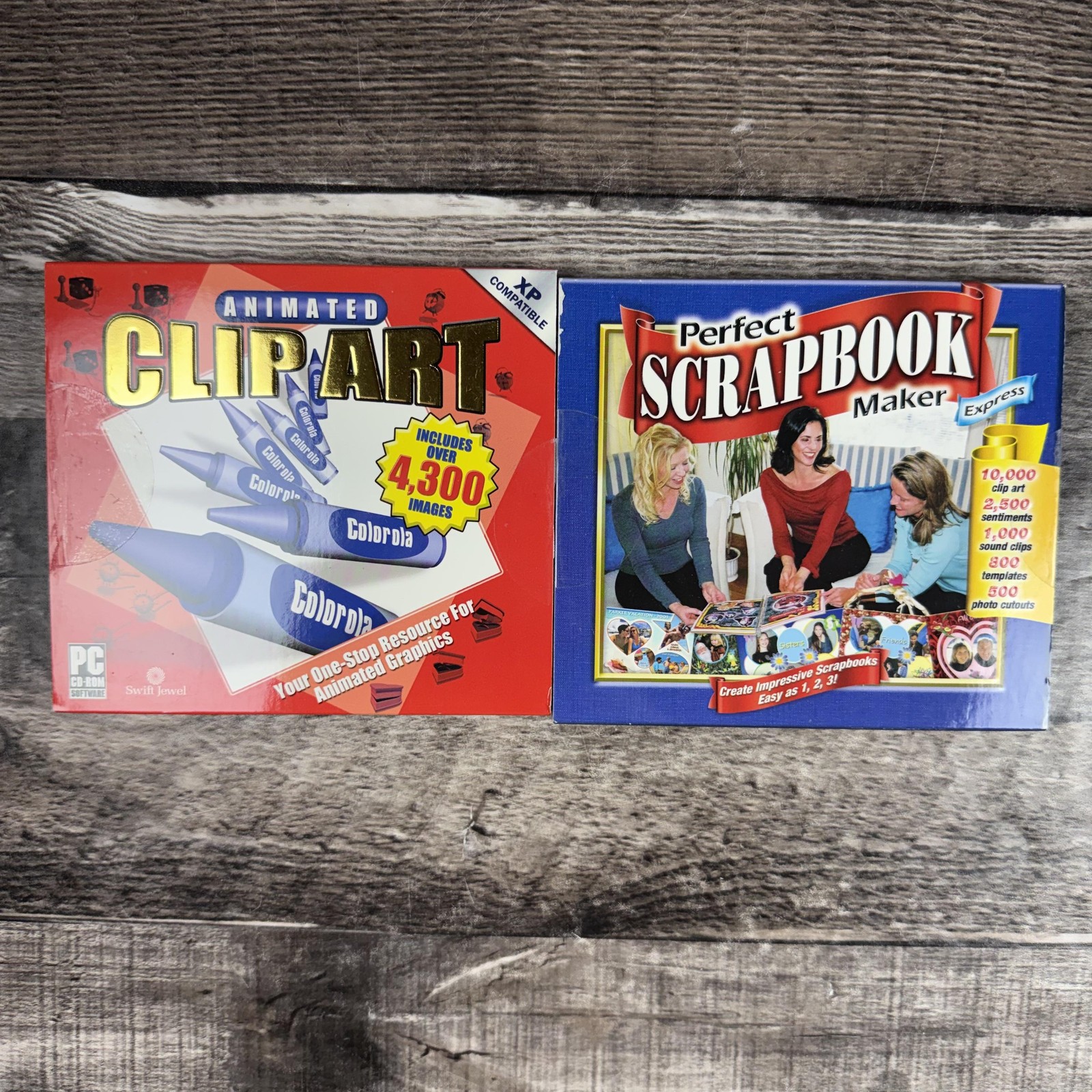 Vintage Cosmi Animated Clip Art & Perfect Scrapbook Maker XP CD-ROM Software Lot