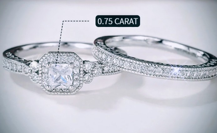 S925 Sterling Silver Ring for Women Featuring A 0.75 Carat Moissanite Size 8