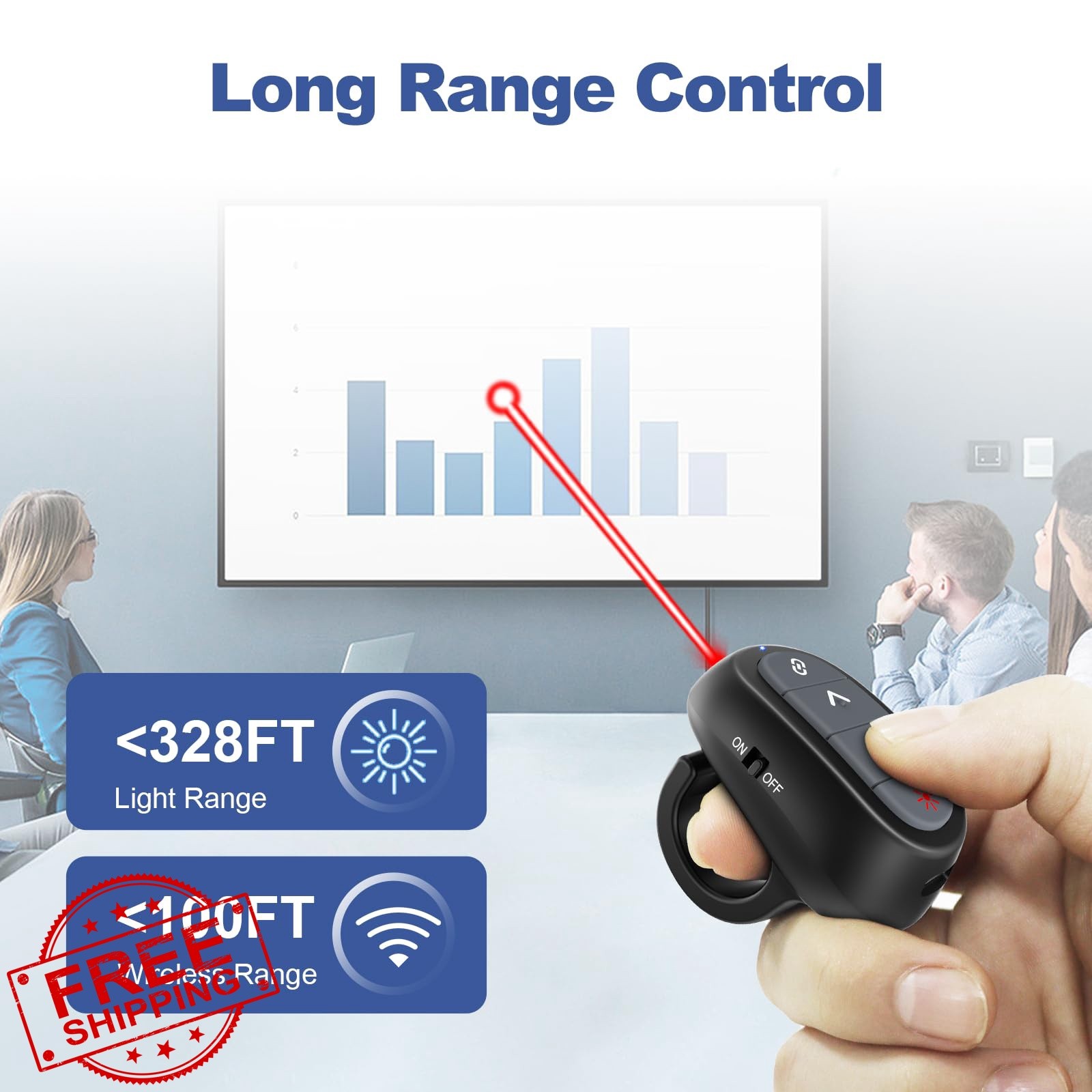 Presentation Clicker PowerPoint Wireless Presenter Remote: Laser Pointer Comp...