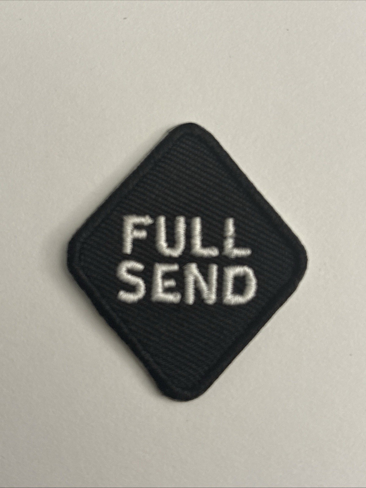 Full Send Black Diamond Ski Patch, 1.25” W x 1.5"H, Adhesive Back,  Repair Patch