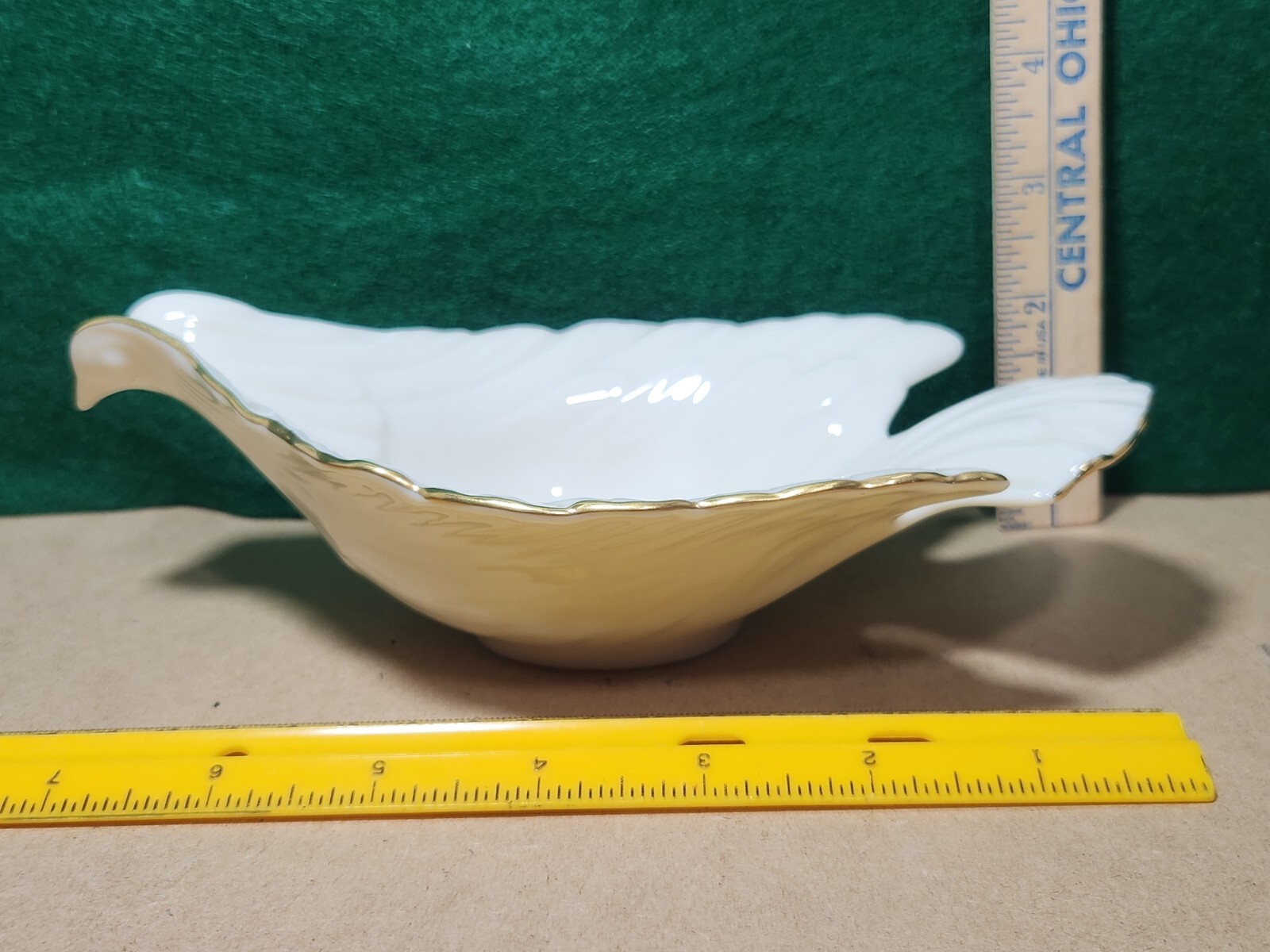 Vintage Lenox Dove Bird Candy Dish Ceramic Gold Trim Made In USA 8 x 5 Inches