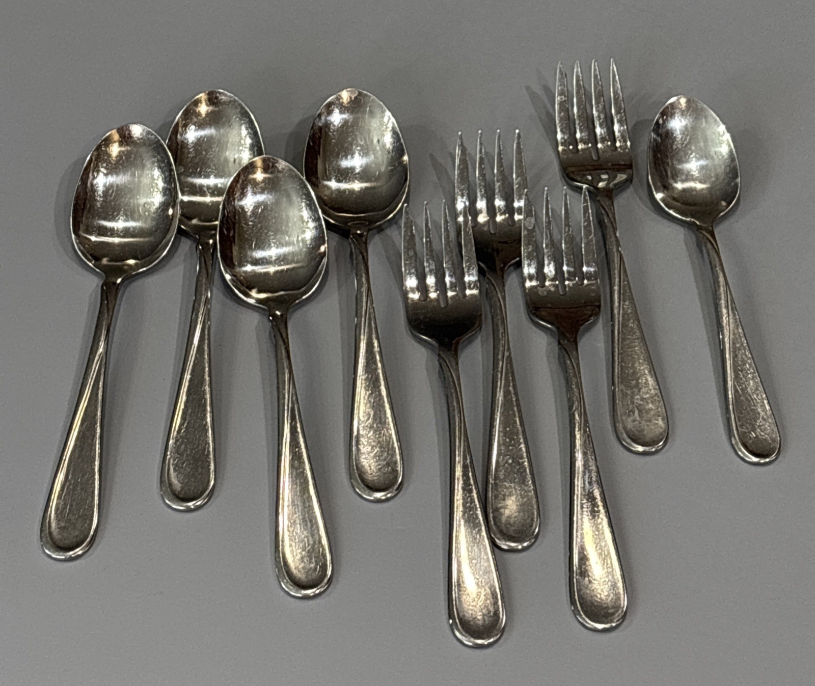 Lot of 9 - Flight Reliance Oneida USA Glossy Stainless Flatware Soup Salad Fork