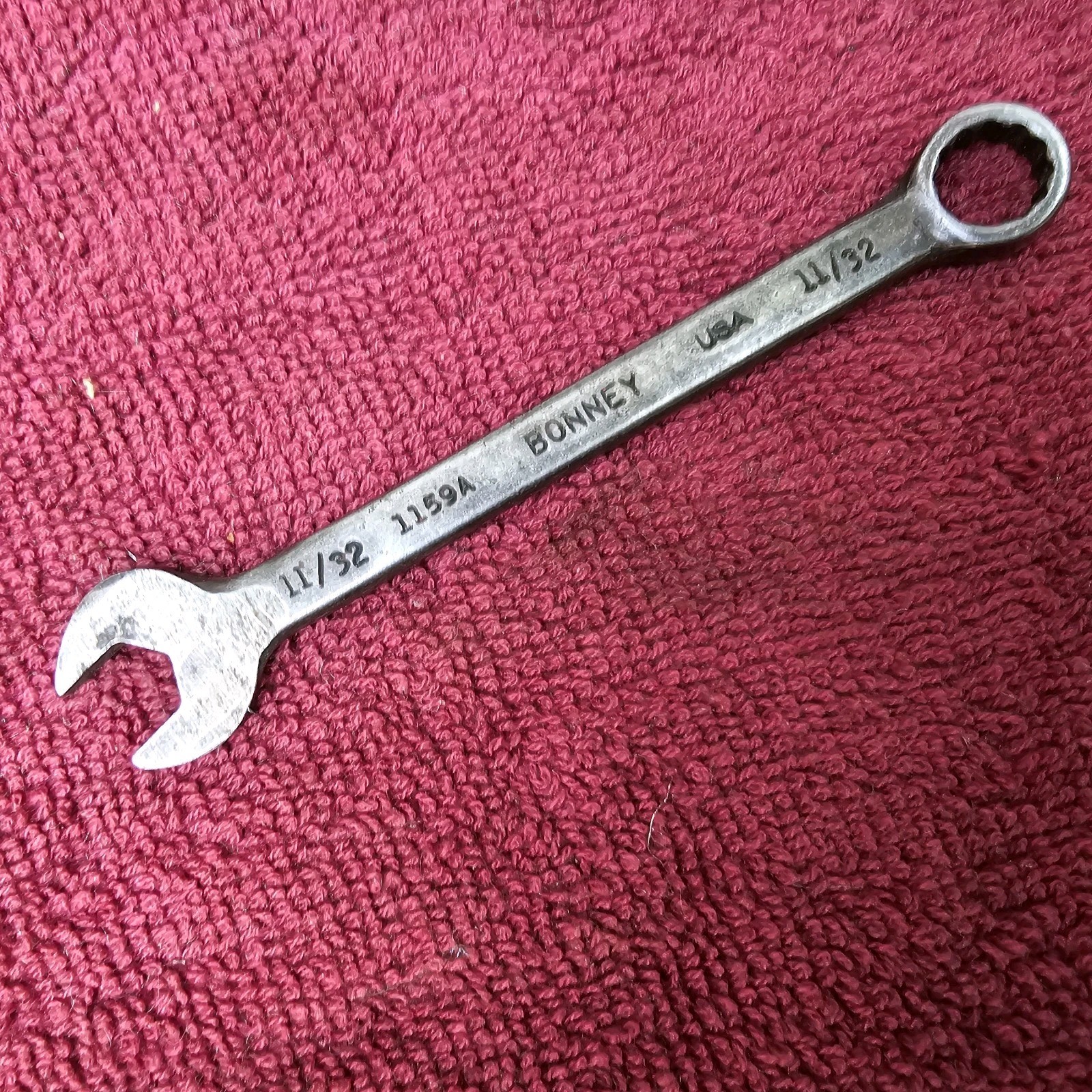 Vintage Bonney 11/32” Black Chrome Comb. Wrench - 12pt. -  No 1159A, Modified